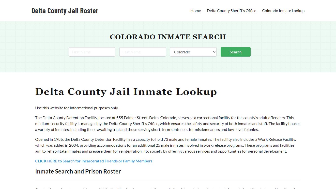 Delta County Jail Roster Lookup, CO, Inmate Search